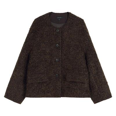 【刘涛同款】YINER音儿冬季优雅圆领马海毛混纺短外套