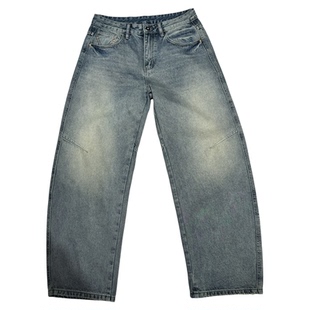 潮流水洗牛仔裤男秋冬季垂感香蕉裤宽松直筒裤高街痞帅休闲长裤子