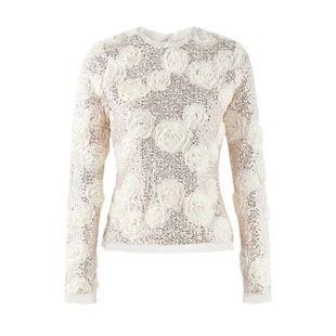 MISSCOCOON可可尼亮片针织蕾丝衫女2026春季新款短款圆领修身上衣