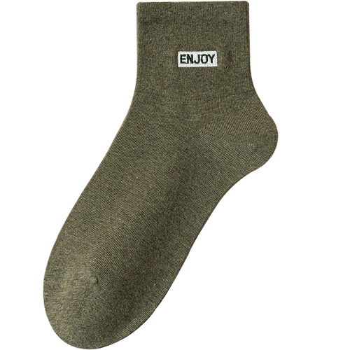 袜子男中短袜100%纯棉吸汗防臭低帮短筒刺绣无骨春秋款男士中筒袜