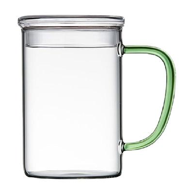 高硼硅玻璃带盖带把花茶杯