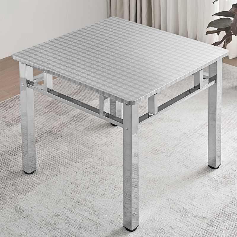 不锈钢餐桌多功能饭桌家用正方形加厚方桌双层八仙桌棋牌烤火桌子