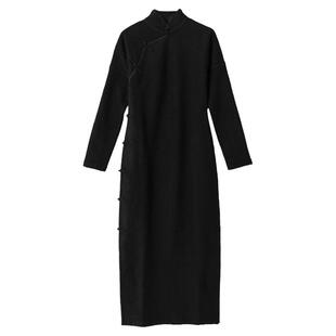 高门女主战袍~法秀款高定无补羊毛呢立领斜襟秋冬社交长款旗装特