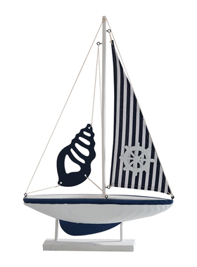 手工木质帆船模型一帆风顺摆件