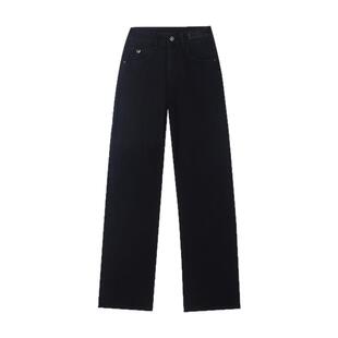 黑色直筒牛仔裤女春秋2026年新款今年流行裤子高腰显瘦窄版阔腿裤