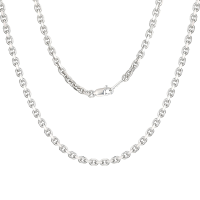 纯银镀白金男项链太角链锁骨链