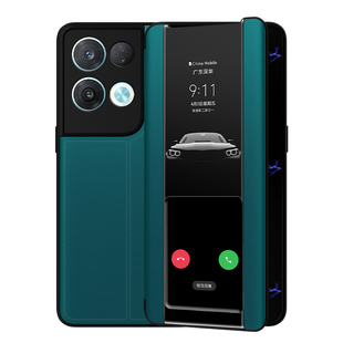 适用于opporeno8手机壳Reno8pro素皮磁吸reno7se翻盖保护套oppo新款P+外壳0ppo全包防摔por商务0pp0高端opp0