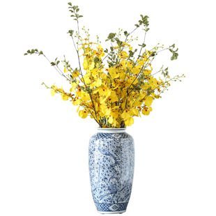 明媚黄色跳舞兰假花插花仿真花花束高级感客厅逼真装饰摆设花艺