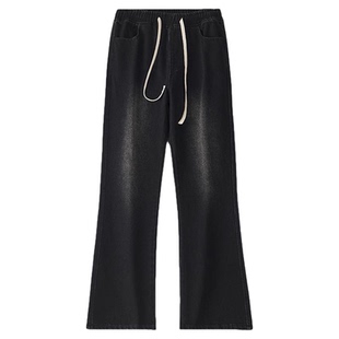 微喇牛仔裤男款春秋季美式潮牌宽松直筒2026新款阔腿休闲长裤子男