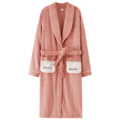 珊瑚绒睡衣女款冬季长袍2025年新款法兰绒睡袍冬天加绒加厚浴袍