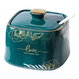 迈卡伦 耐高温猪油罐厨房盐罐有罐防尘带盖勺陶瓷油泼辣子罐家用