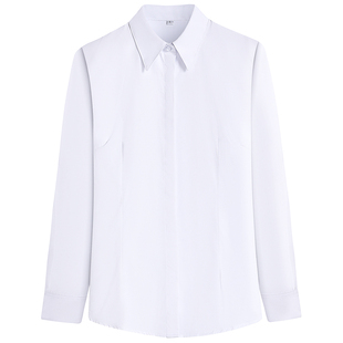 方领白衬衫女韩版长袖大码修身长袖工作服衣服衬衣宽松职业正装春