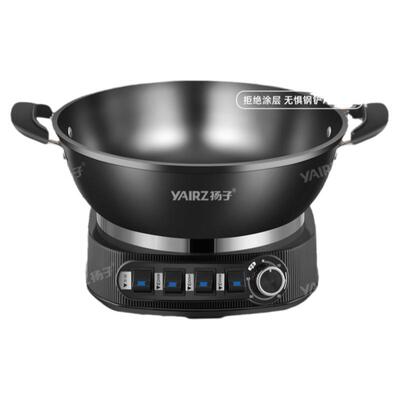 扬子铸铁电炒锅蒸煮炖电炒菜炒锅一体无涂层电锅家用多功能电热锅