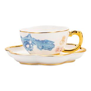 高淳陶瓷千金春华小金枝茶具单杯碟中式描金杯碟单配骨瓷茶杯碟礼