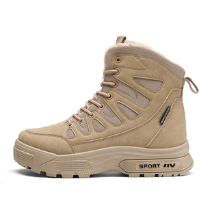 雪地靴男鞋冬季加绒保暖东北棉鞋皮毛一体防水防滑高帮工装马丁靴