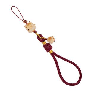 琼睿原创手工编织手机链挂绳防丢套手白玉菩提炭烧招财猫爪吊坠女文艺挂件精致U盘包包挂饰短款结实耐用饰品