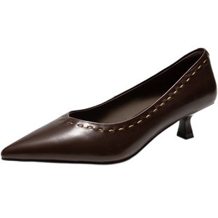 natursun尖头细跟单鞋女2026年春季新款气质通勤百搭浅口休闲女鞋