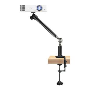 新款投影仪支架免打孔床头桌面万向折叠固定监控架子碳素钢材质曲形调节多种夹法通用摄像机插座