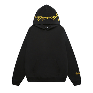 UNKNOWTAL 花体连帽刺绣手臂绣体卫衣宽松帽衫国潮牌