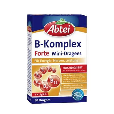 欧洲直邮Abtei德国复合维生素B族50粒B2叶酸B6烟酰胺b12维b片进口