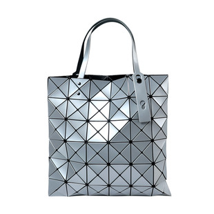 日本小众新款几何菱格镭射贝母六格包单肩手提时尚女大容量托特包