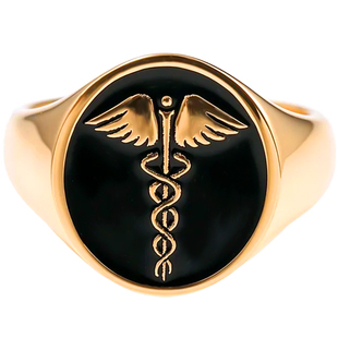 赫尔墨斯双蛇之翼商神权杖戒指18K黄金铂金商人双子座守护神男戒