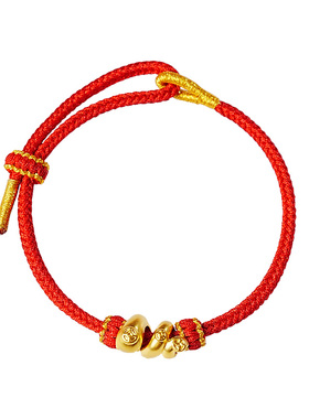宫里上新足金999卷卷蛇红绳手链