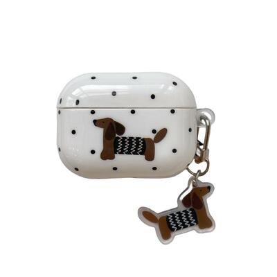 小众波点腊肠狗适用苹果耳机保护套airpodspro2无线蓝牙耳机壳三四代airpods4二代ipod耳机套airpods3保护壳