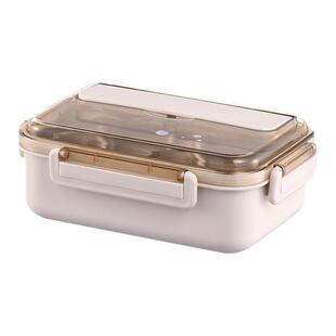 振兴带勺子不锈钢双格饭盒上班族便当盒学生餐盒食物保鲜盒FH2213