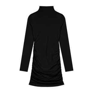 性感辣妹半高领修身长袖连衣裙女春秋磨绒纯欲内搭打底包臀短裙子