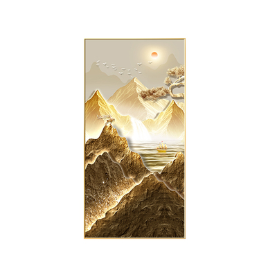 走廊玄关装饰画轻奢高级感2025新款旭日东升过道尽头挂画带灯壁画