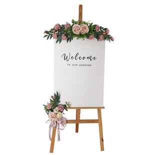 新款小清新迎宾牌仿真花艺水牌花 酒店指示牌装饰摄影摆件门头花
