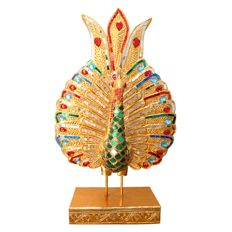 泰国孔雀摆件东南亚软装工艺品