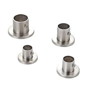 304加厚重型不锈钢法兰座衣柜杆配件高脚圆管座托 侧装球型晾衣杆