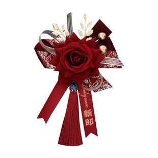 新款潮高档高级新郎新娘结婚胸花家人全套中式仿真花迎宾双方父母