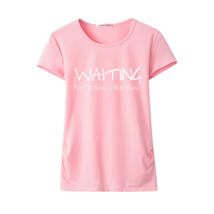 大码纯棉短袖T恤女胖mm加肥加大韩版体恤宽松大码圆领半袖女上衣