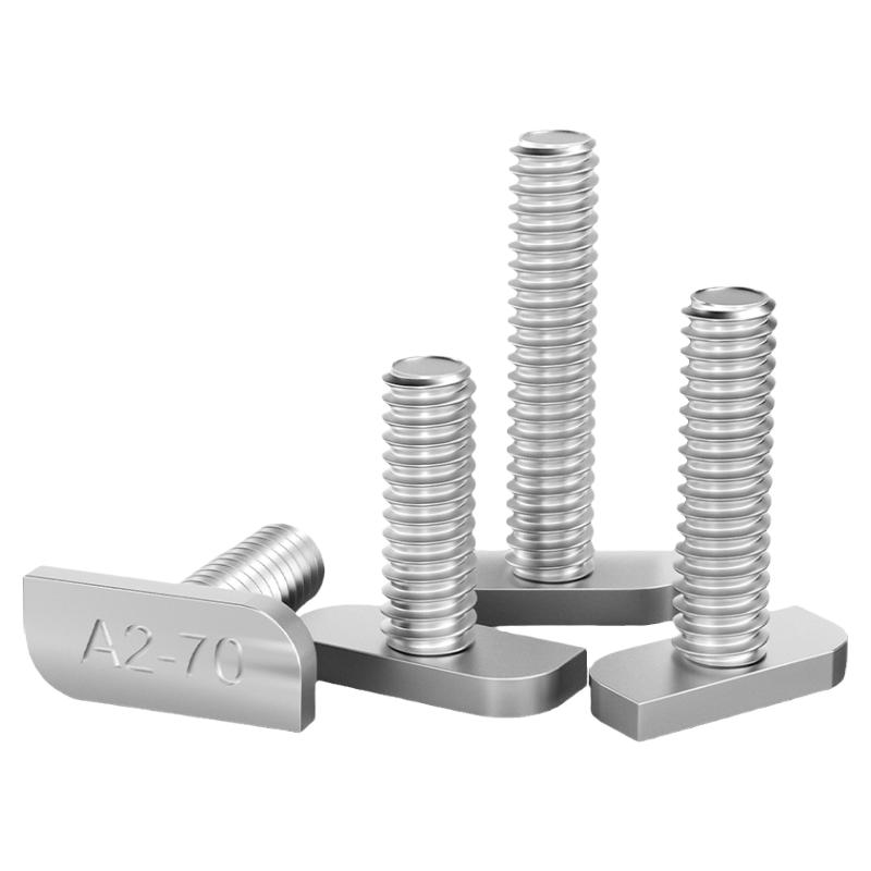 304不锈钢t型螺丝T形螺栓 铝型材光伏槽用方头螺杆23头型M8M10mm