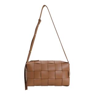 shevennie真皮编织小方包托特包斜挎大容量包包 2025新款秋冬女包