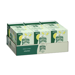 Perrier巴黎水法国原装进口原味青柠天然含气矿泉水250ml*30罐/箱