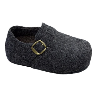 洋气毛呢内增高加绒勃肯鞋女2025冬新款超软显脚小丑萌平底乐福鞋