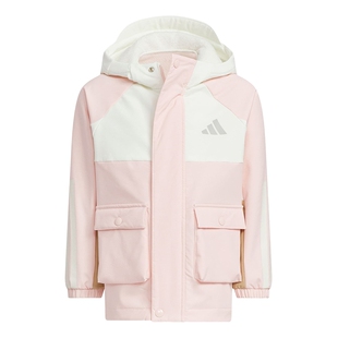 adidas阿迪达斯女小童装拒水防风连帽外套秋冬梭织夹克 KS3083