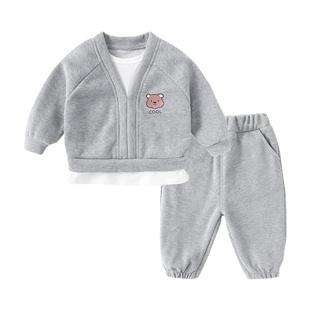 婴儿衣服宝宝春装秋季5中厚6分体套装男童8个月9小孩0一1岁半2到3