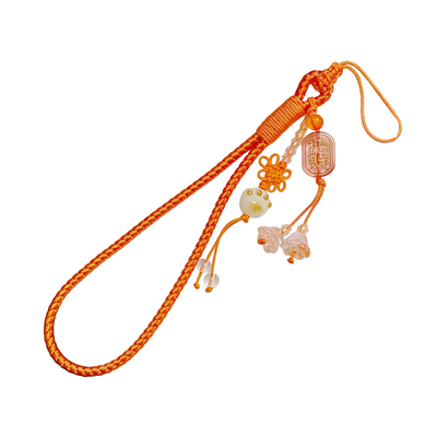 暖橙招财菩提猫爪手机挂绳