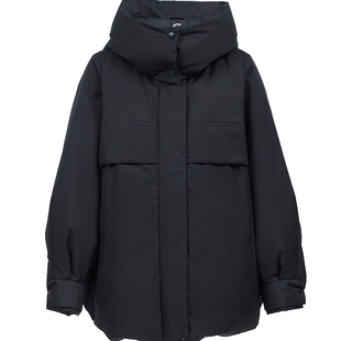 ONLY2025冬季新款90白鸭绒防风连帽立领隐形插袋设计羽绒服女