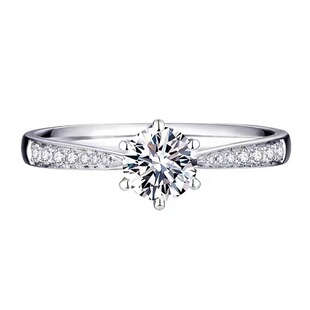 莫桑石钻戒一克拉钻石秘饰钻戒纯银情侣对戒铂金求婚仿真钻石戒指