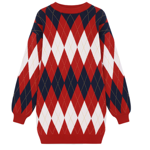 女童连衣裙春秋冬新款女孩针织裙大童毛线衫青少年毛衣裙子拜年服