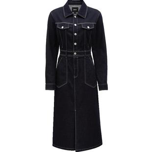 ONLY2025秋冬新款气质原色牛仔A字收腰中长款牛仔裙连衣裙女