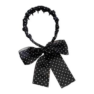 法式波点飘带编发发箍女2025新款高颅顶波浪头箍绑带发卡压发捆