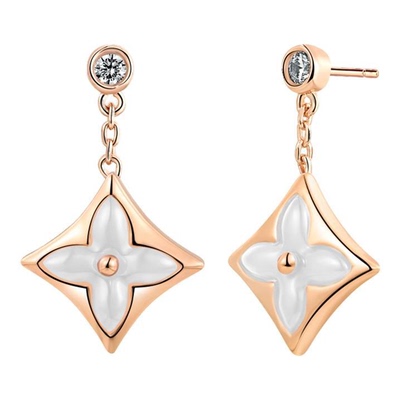 TWINSLULU高级感菱形四叶耳环