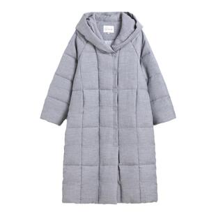 蒲PUKKA 长款鸭绒服定制肌理软糯连帽宽松羽绒服女新保暖外套